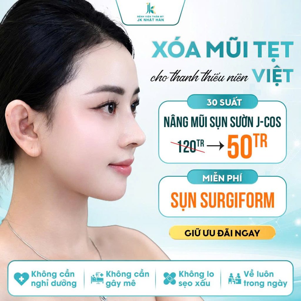 Nâng mũi sụn sườn J-Cos - Xóa mũi tẹt cho thanh thiếu niên Việt