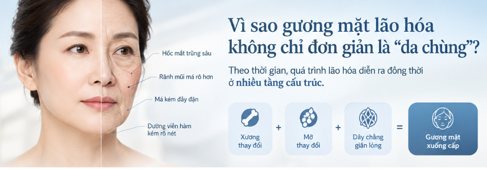 Vì sao gương mặt lão hóa không chỉ đơn giản là “da chùng”?